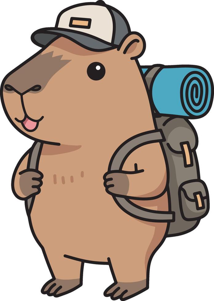 Capybara Hiking Adventure Illustration vector