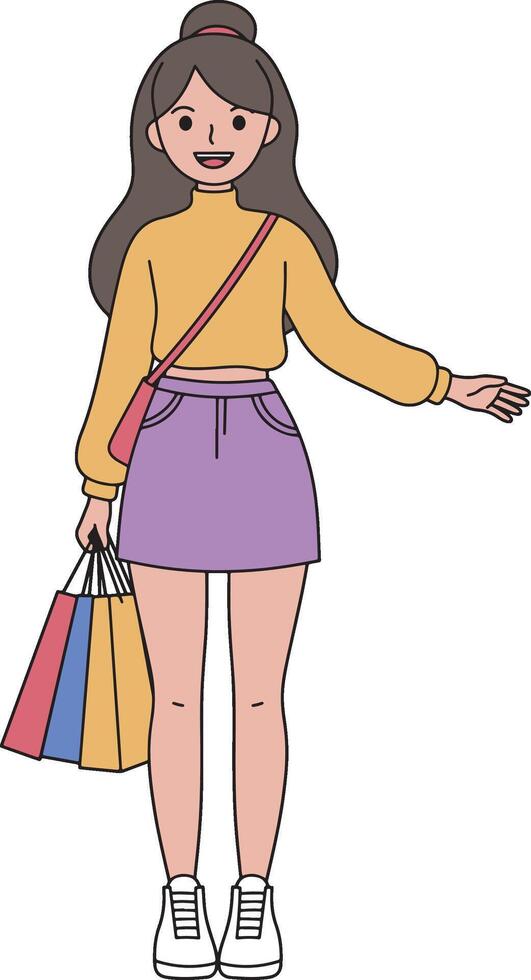 Woman with Shopping Bags Illustration vector