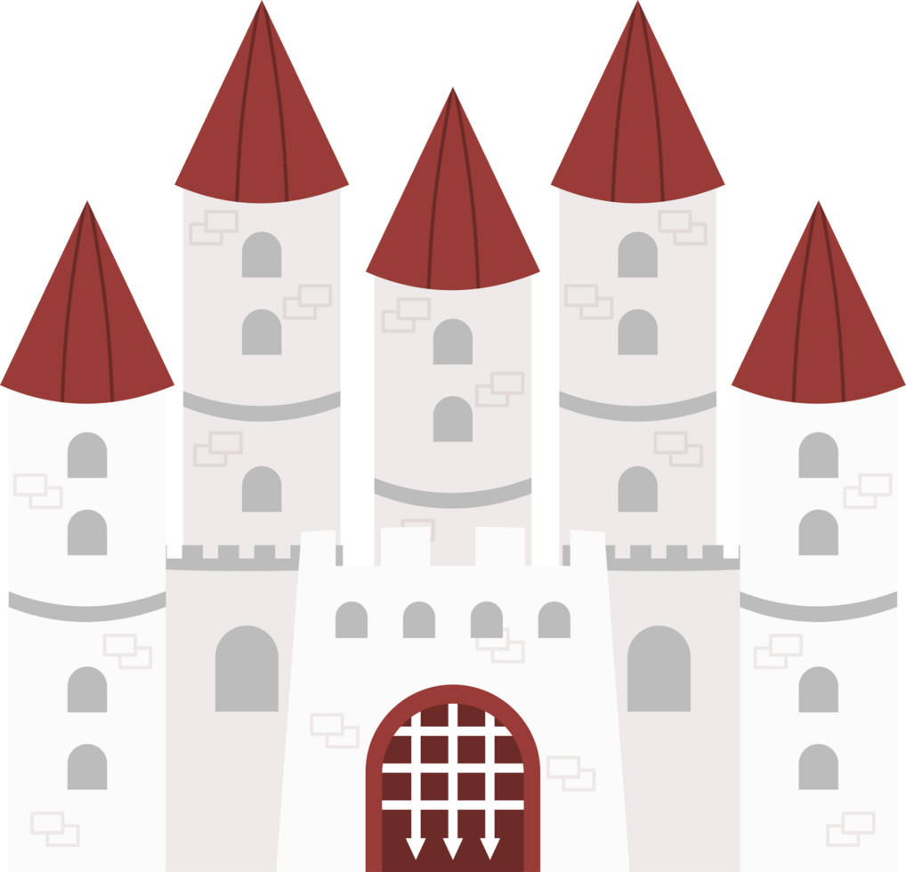cute red roofed castle illustration png