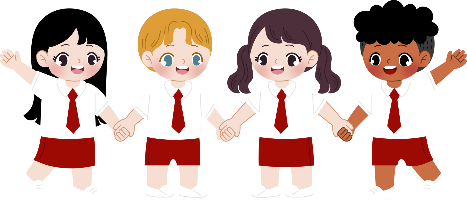 cute diversity kid holding hands png