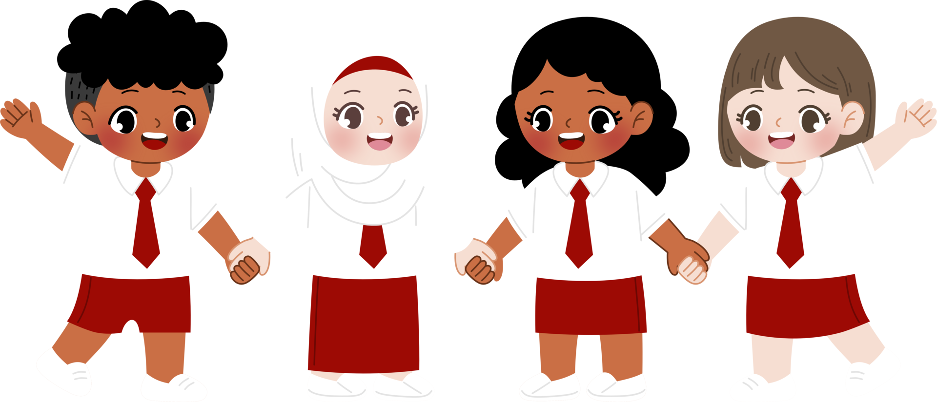cute kid in white and red uniform holding hand png