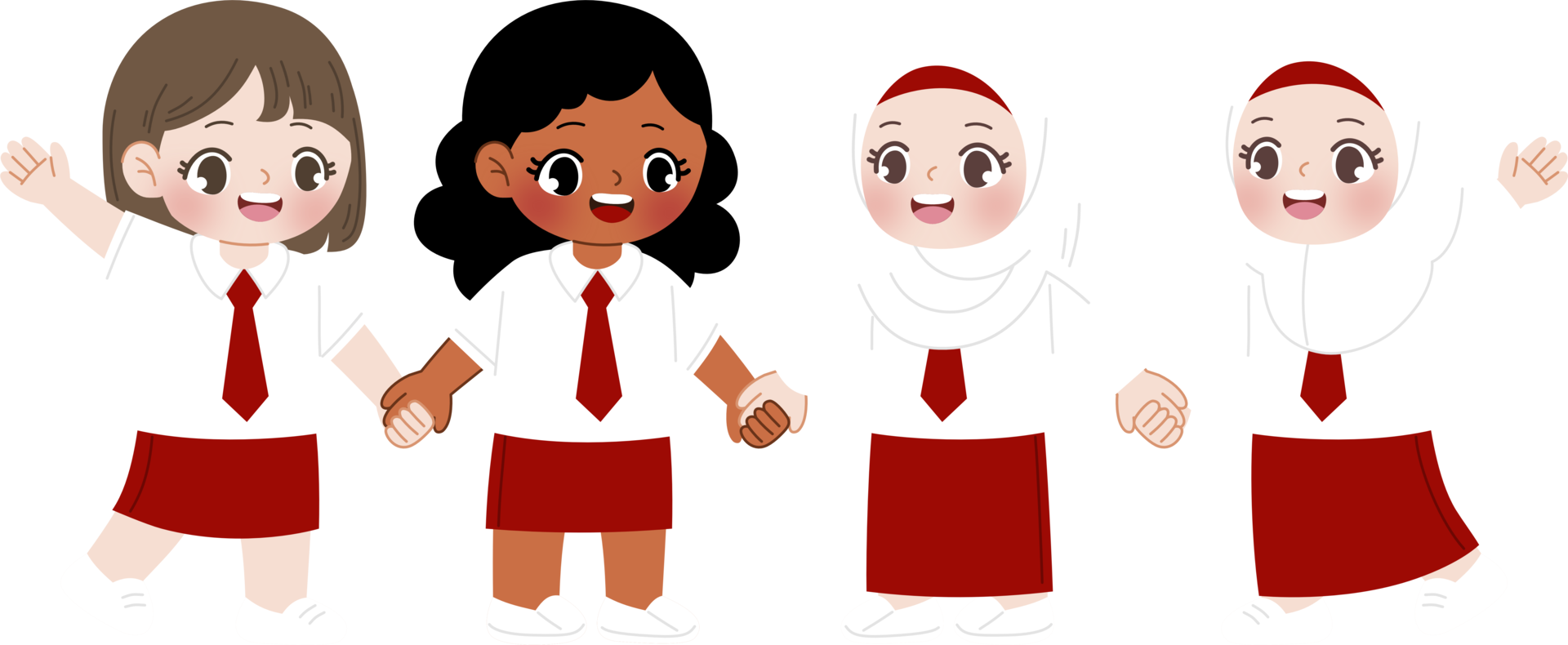 diversity kids with hijab girl holding hands png