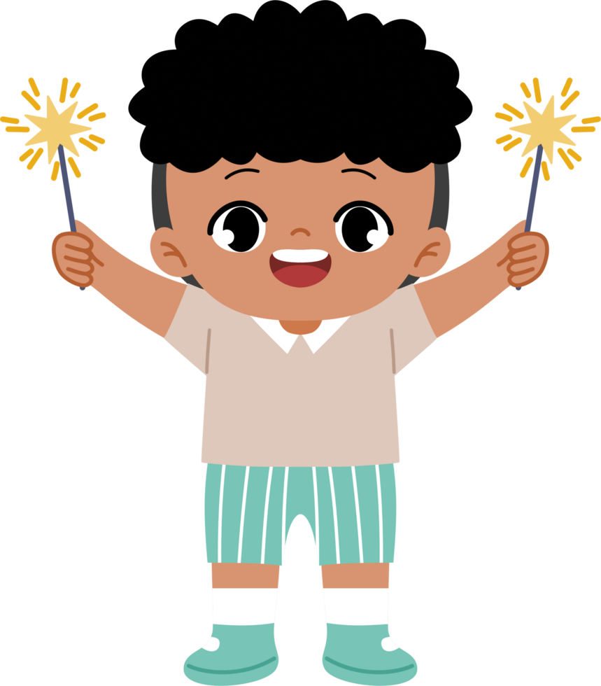 boy holding sparkler on both hand png