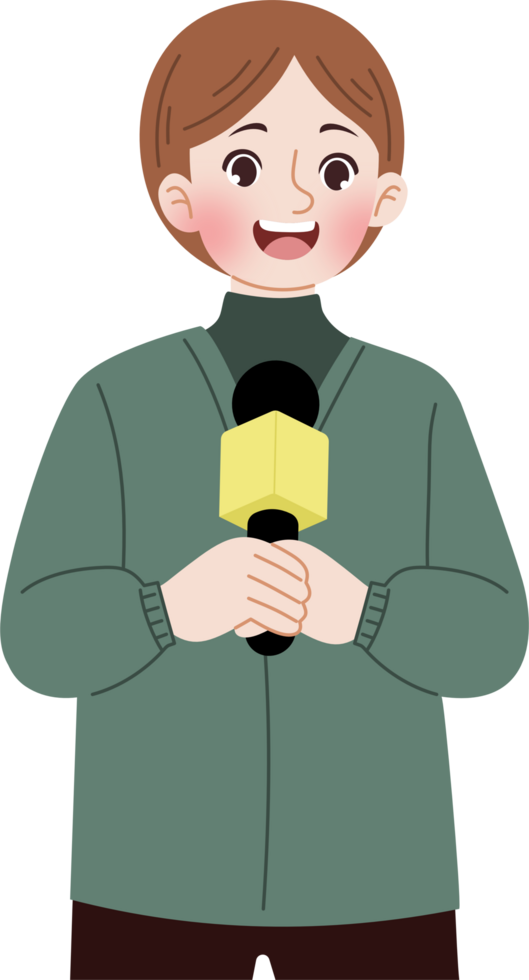 man working as news anchor reporting news png
