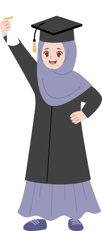 cartoon hijab girl graduation character png