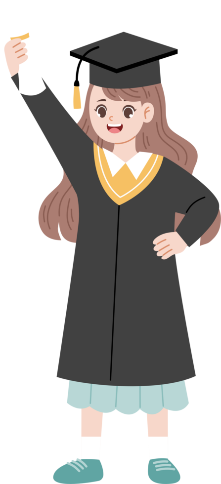 girl graduated cartoon character png
