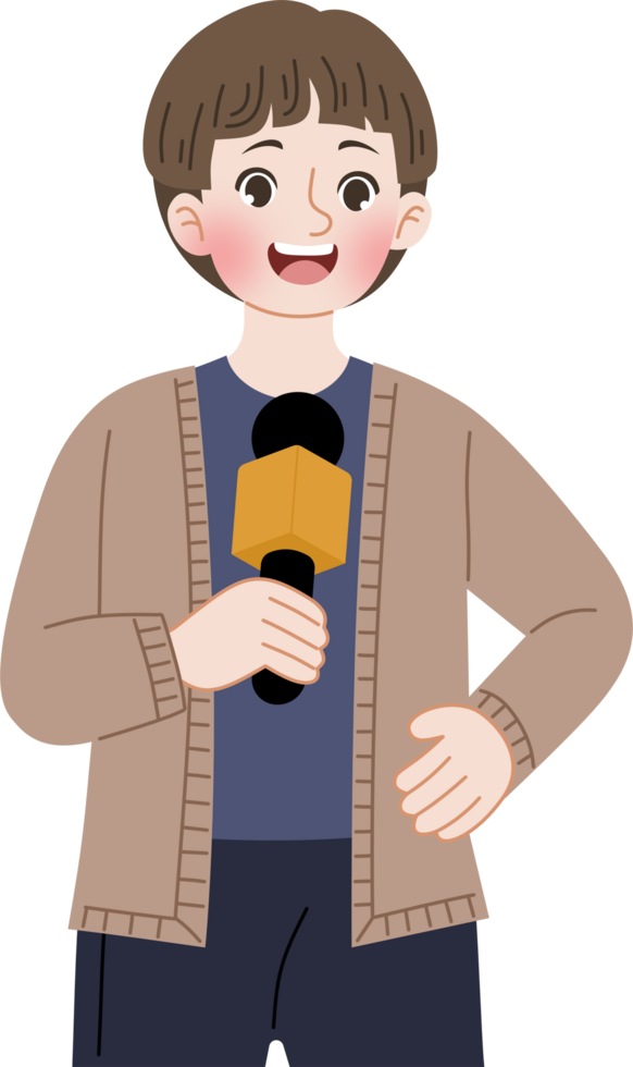 man holding mic reporting news png
