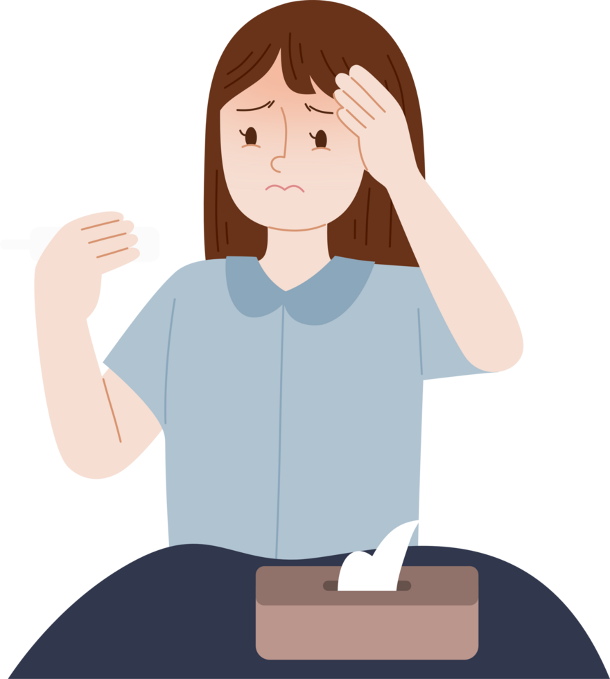 woman have fever png