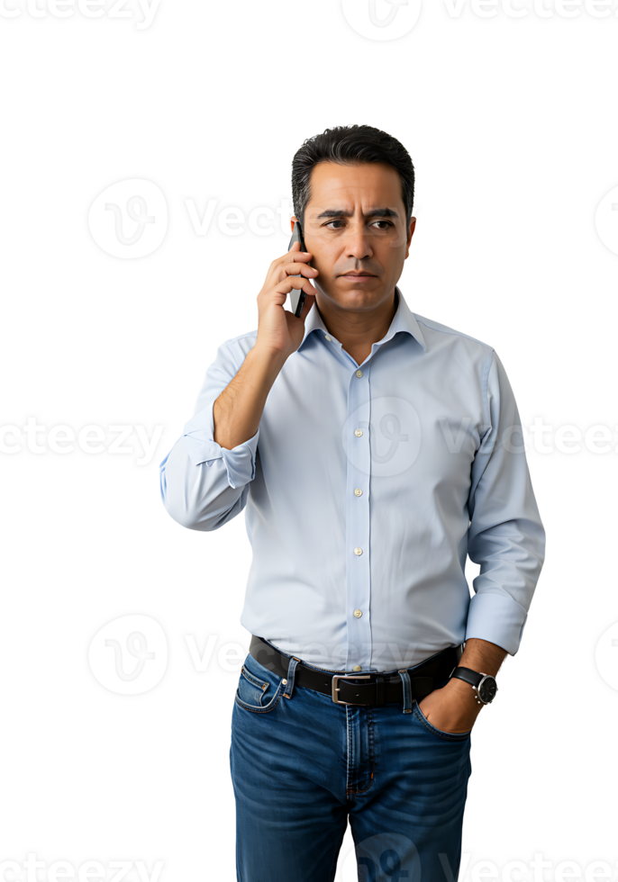 A man talking on a cell phone png