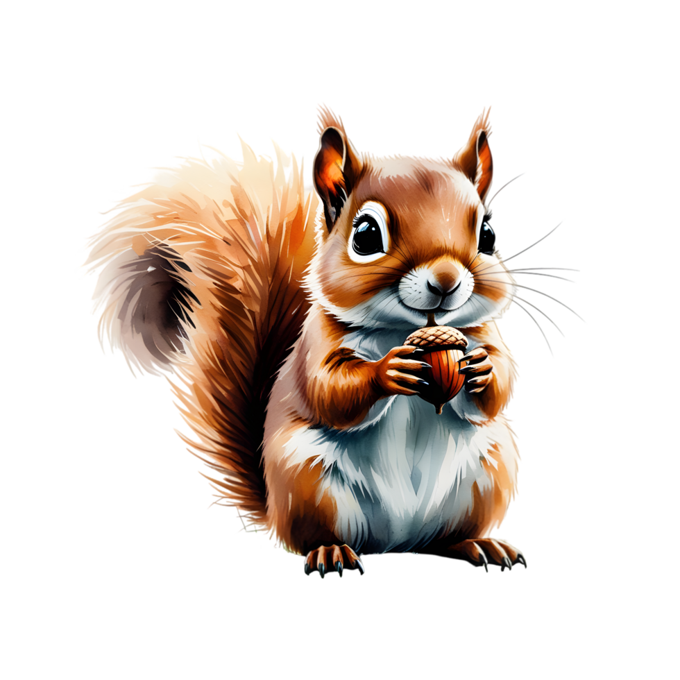 A squirrel is holding an acorn in its mouth png