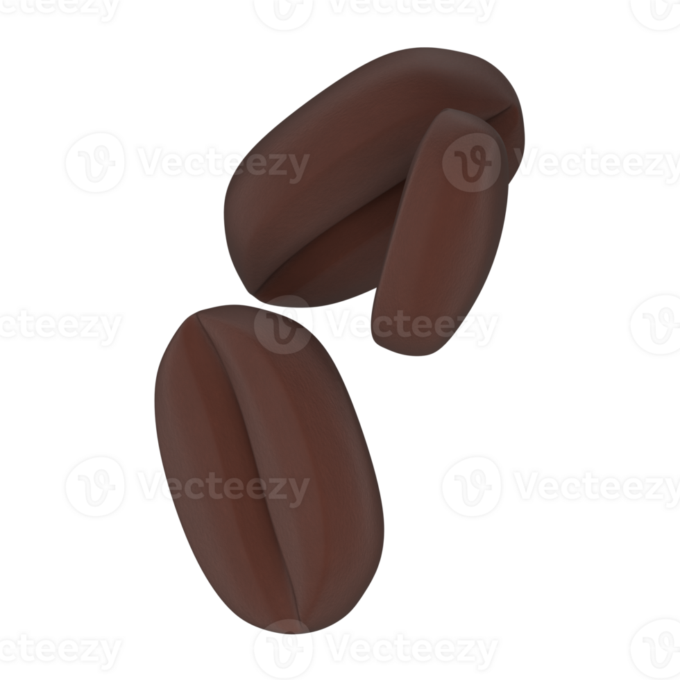 High-quality 3D render of roasted brown coffee beans suspended in mid-air png