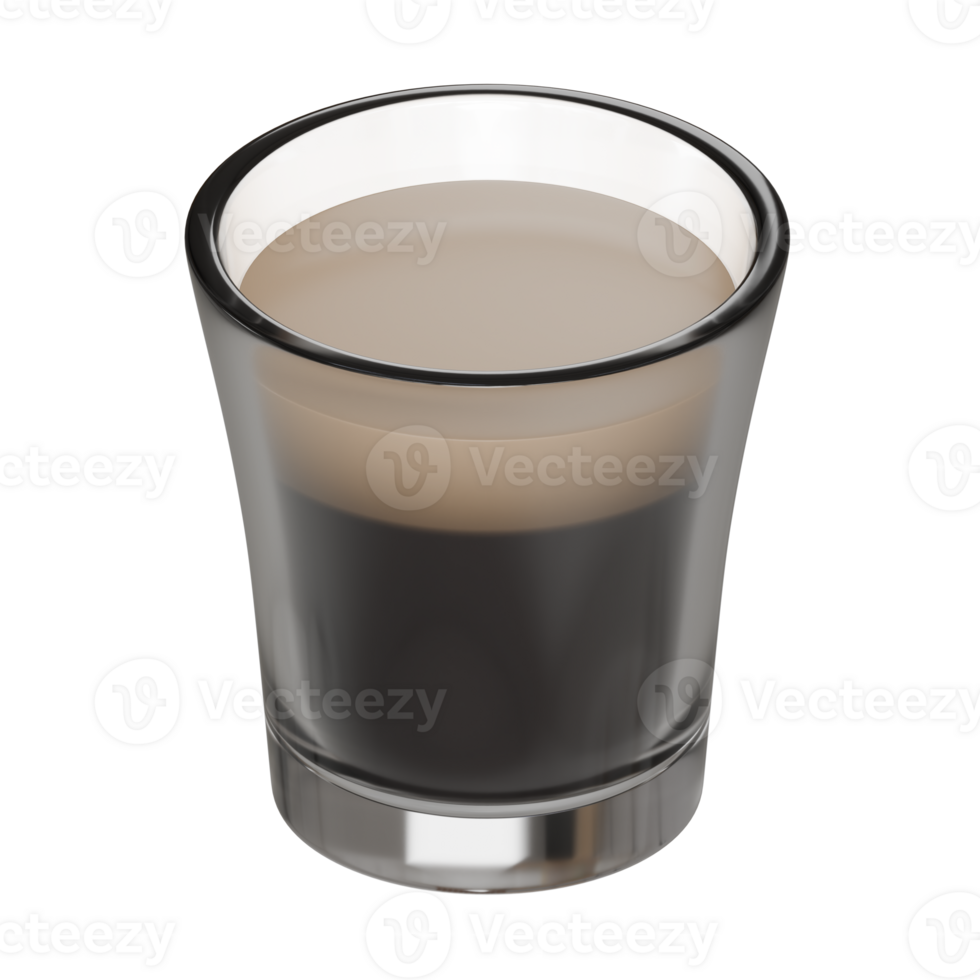 Photorealistic 3D rendering of a freshly pulled espresso shot served in a small transparent glass, perfect for digital and print use png