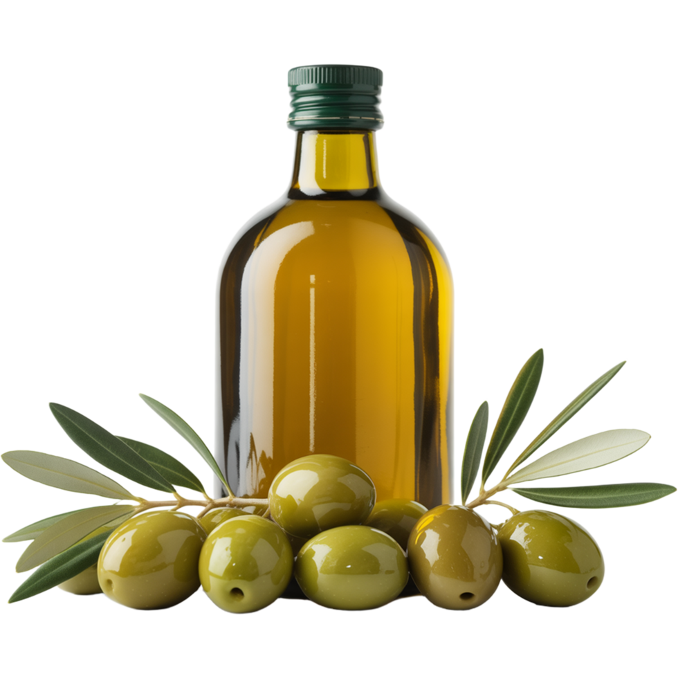 Olive oil bottle with fresh olives Image, Olive oil isolated, Olive oil illustration Design Clipart png