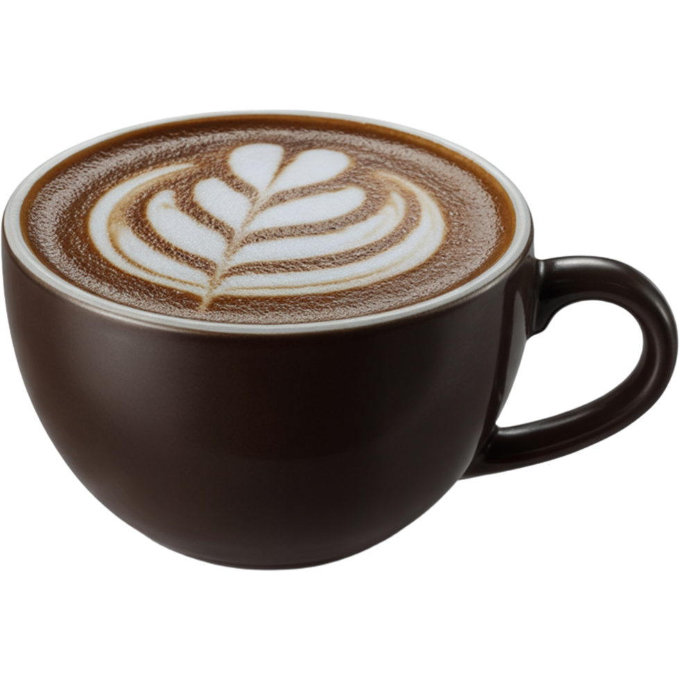 black Coffee cup with frothy Image, Coffee cup isolated on transparent background, Coffee cup illustration png