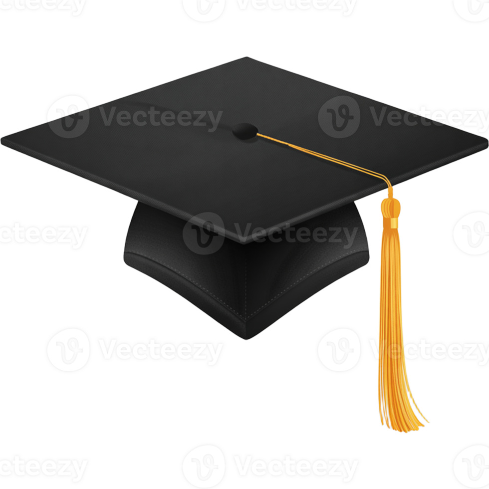 Black graduation cap Image, graduation cap isolated on transparent background, graduation cap illustration png