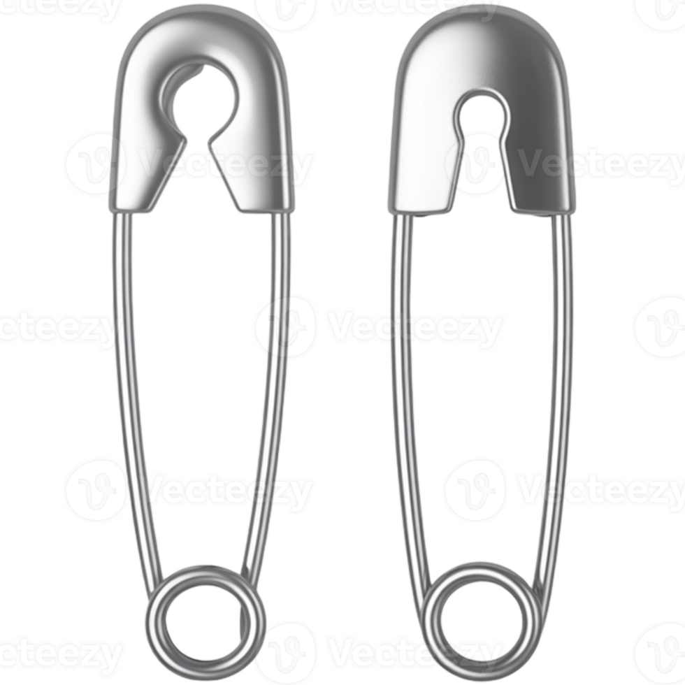 Silver safety pin Image, pin isolated on transparent background, safety pin illustration png