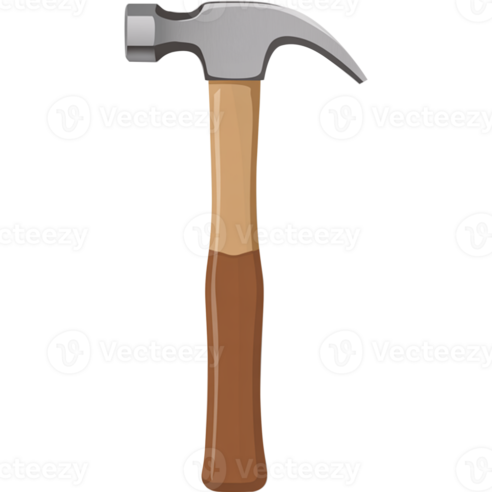 Wooden hammer with steel head Image, steel hammer isolated on transparent background, hammer illustration png