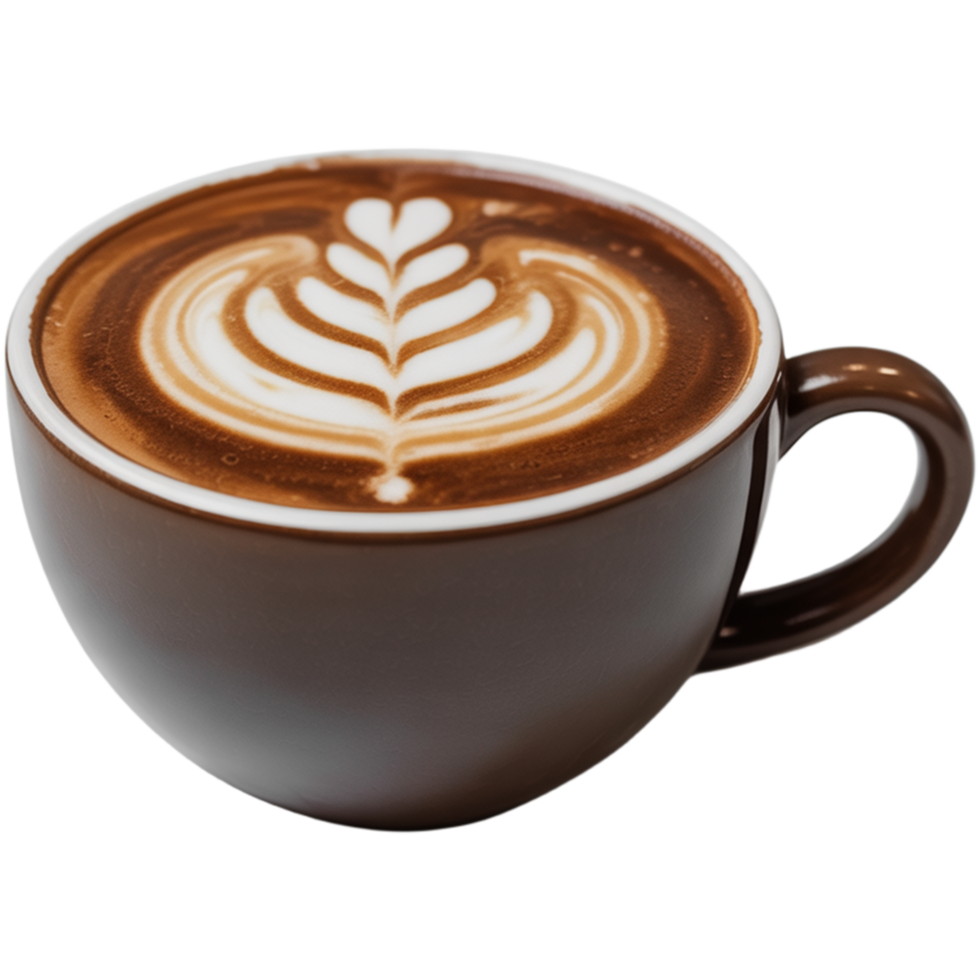 black Coffee cup with frothy latte Image, Coffee cup isolated on transparent background, Coffee cup illustration png