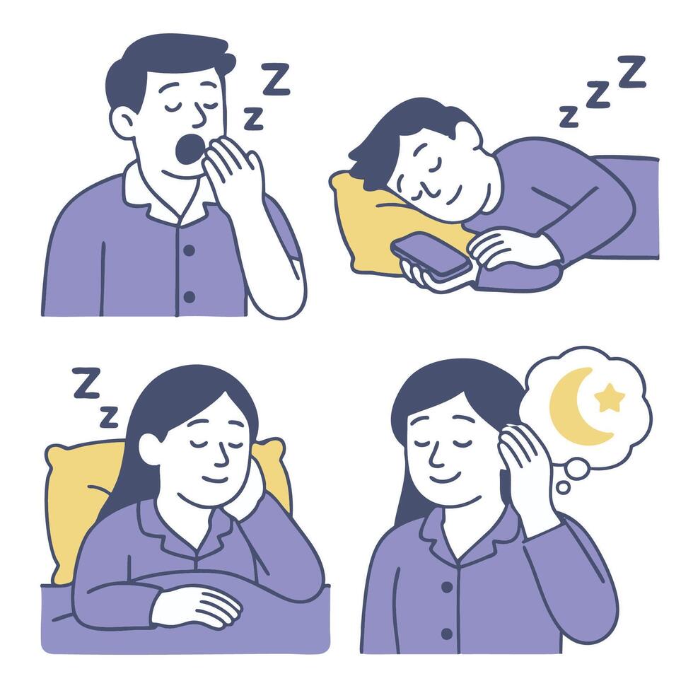 Sleep, relaxation, bedtime, dreaming, peaceful moments, enjoying rest vector