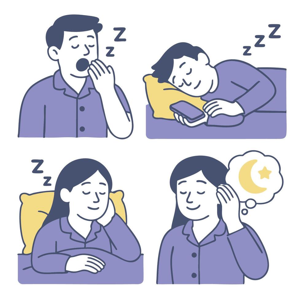 Sleep, rest, relaxation, dreaming, bedtime, peaceful moments, cozy atmosphere vector