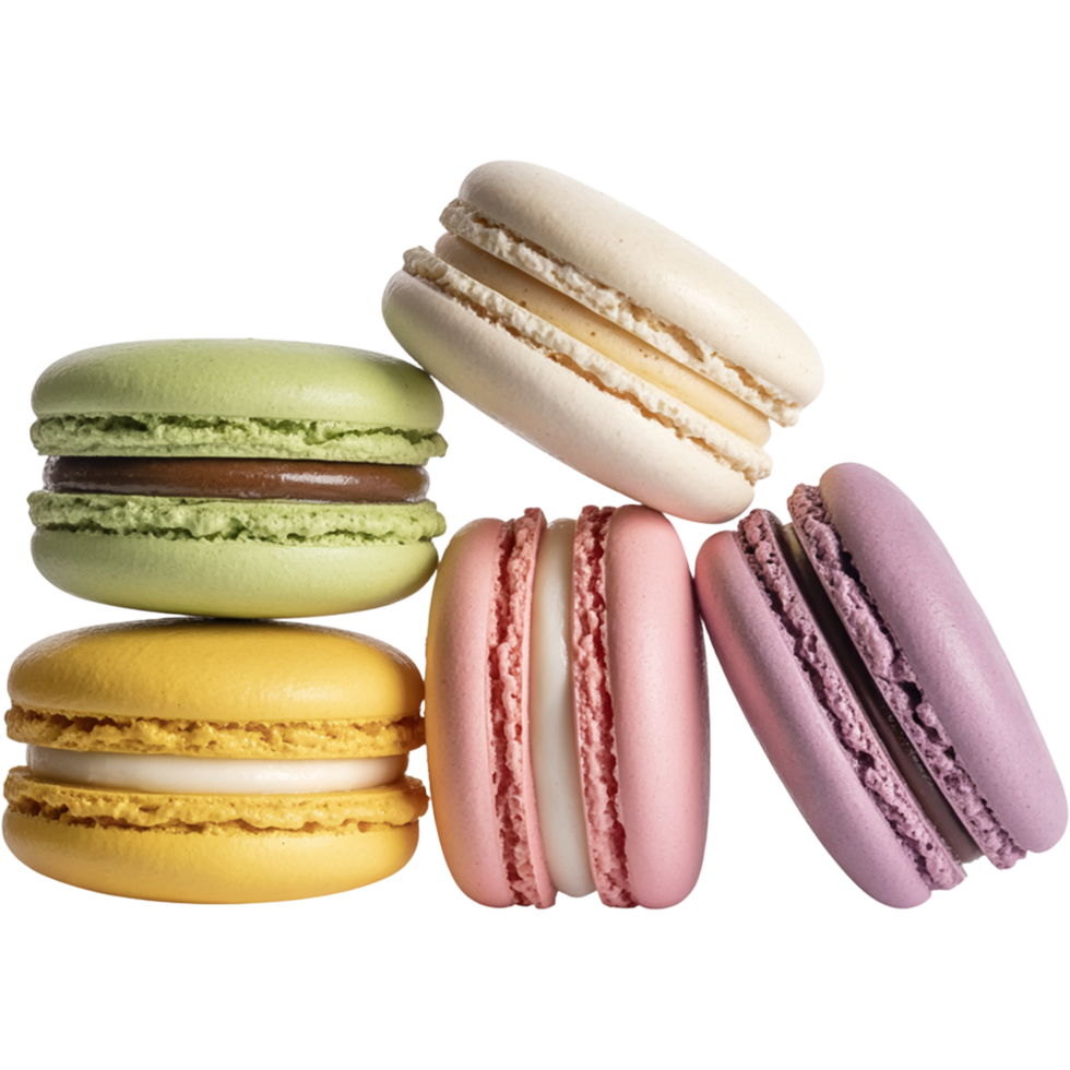 Macarons in pastel colors, neatly arranged Image, Macaron isolated on transparent background, Macaron illustration png