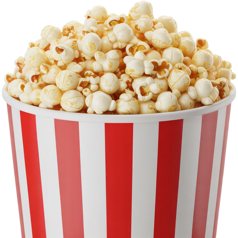 Popcorn in red striped container Image, Popcorn isolated on transparent background, Popcorn Food illustration png