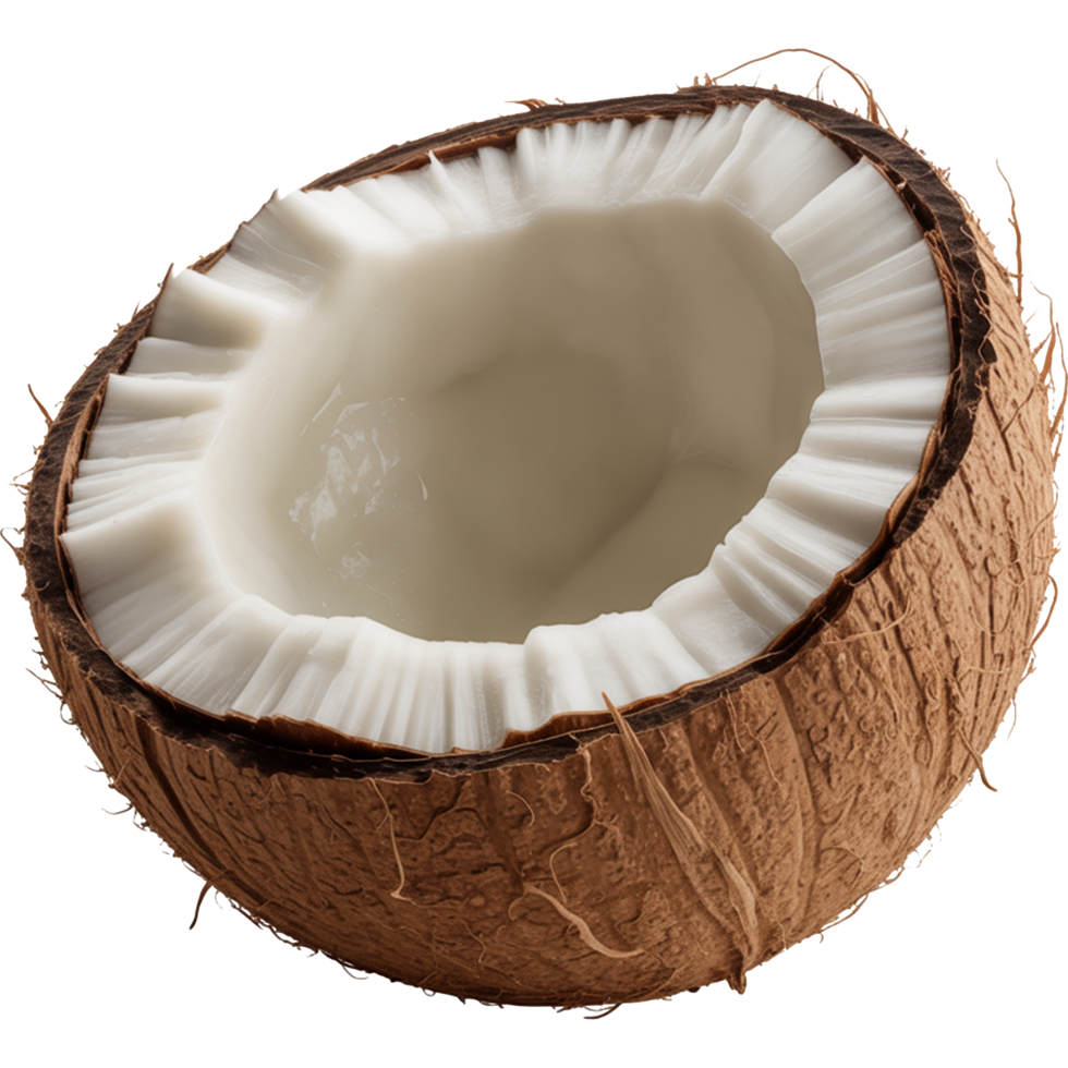 white tropical Coconut Clipart Image, Coconut isolated on transparent background, Coconut illustration png