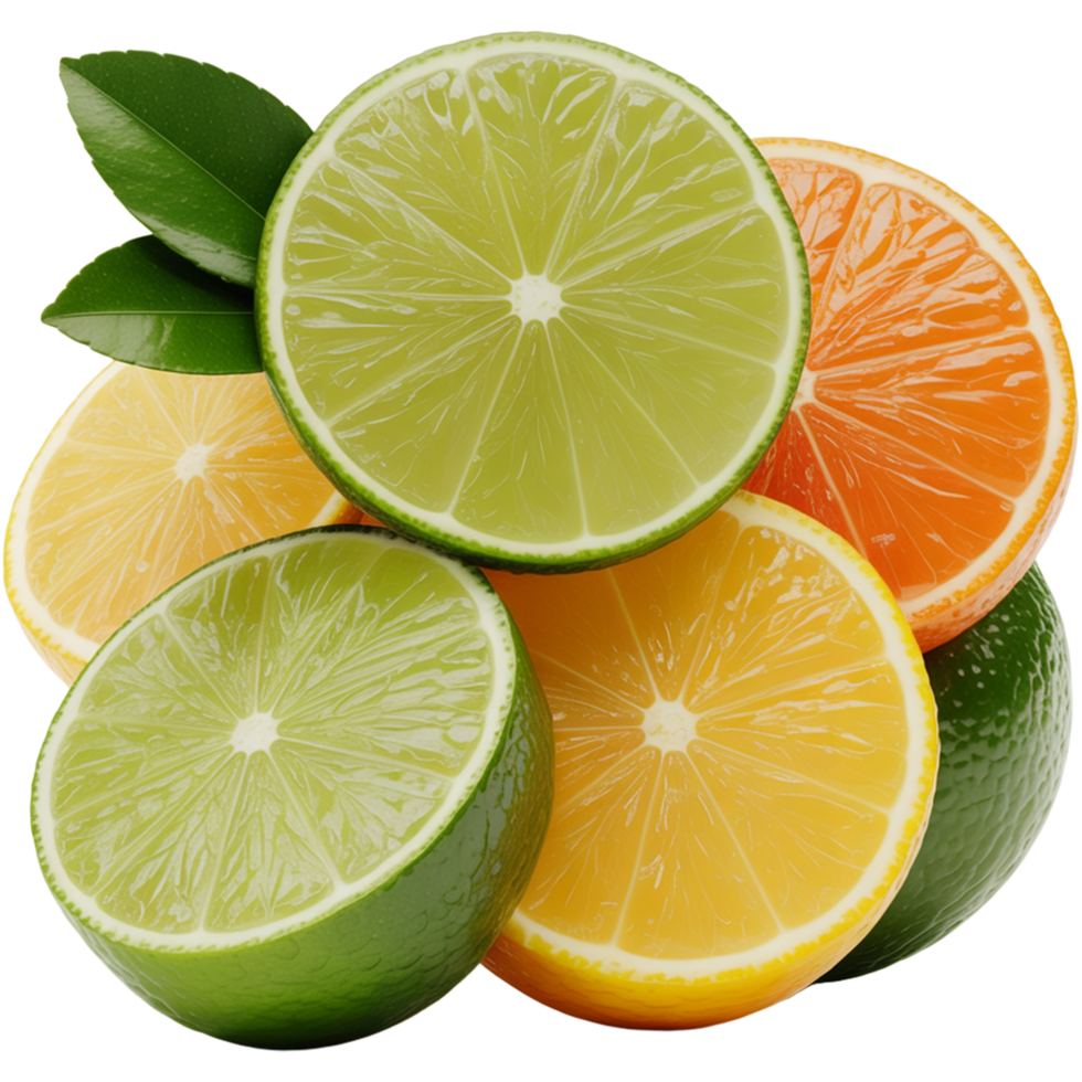Mixed citrus arrangement lime lemon, orange slices Image, orange slice isolated, orange slice illustration Design png