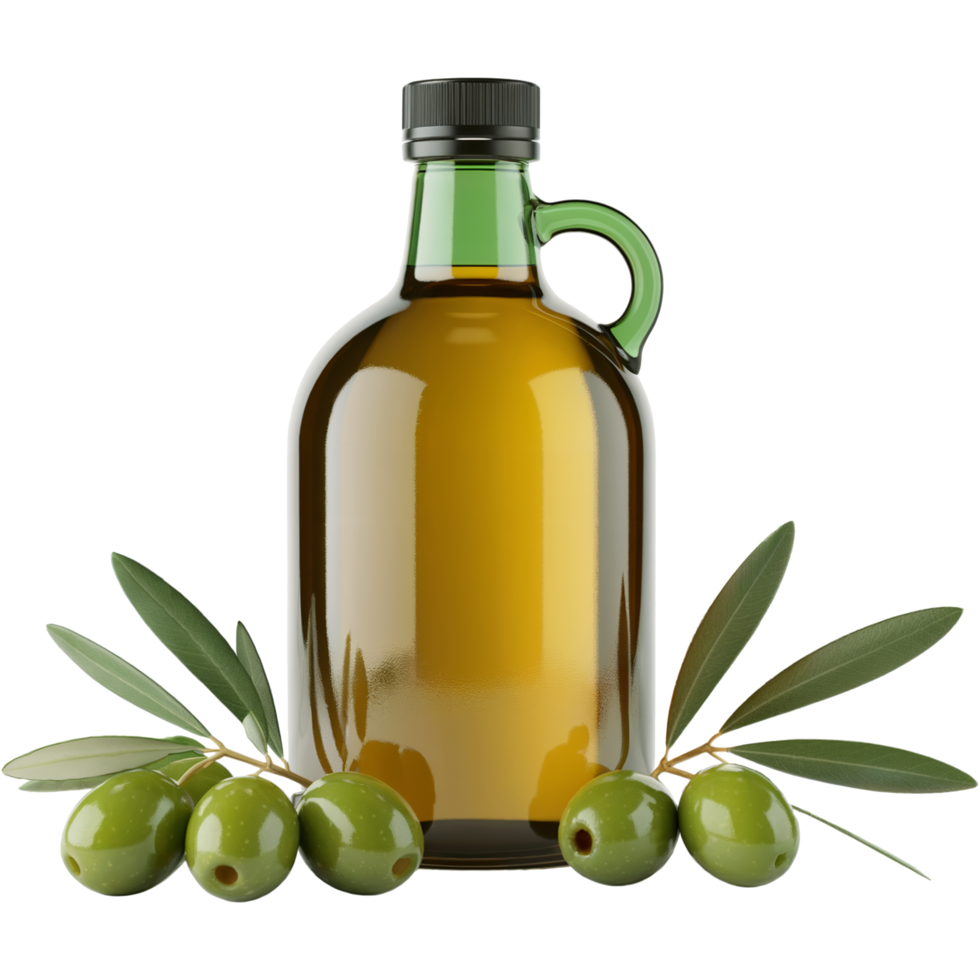 Olive oil bottle with fresh olives Image, Olive oil isolated, Olive oil illustration Clipart png