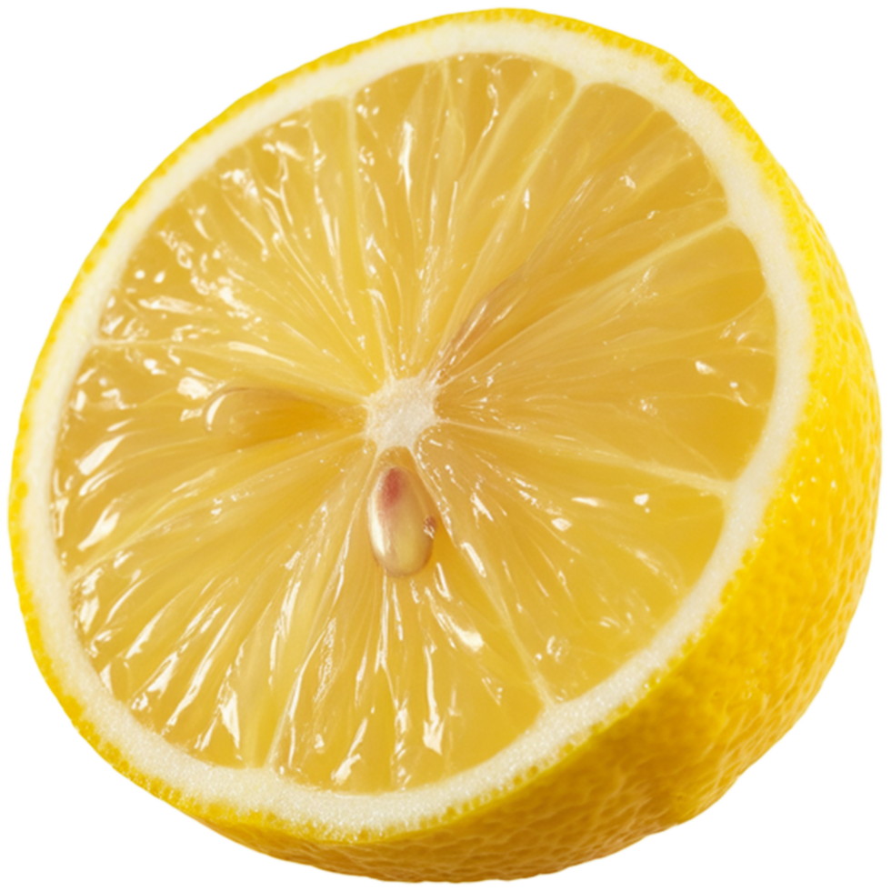 Ripe sliced lemon Image, lemon Slice isolated on transparent background, lemon Slice illustration png
