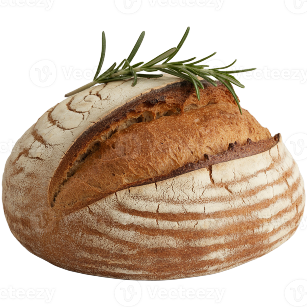 Round of crusty artisan bread Image, Bread isolated on transparent background, Bread illustration png