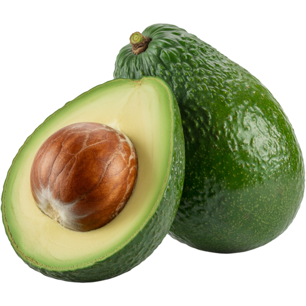 Whole avocado with Sliced avocado Image, avocado isolated, avocado illustration on transparent background png