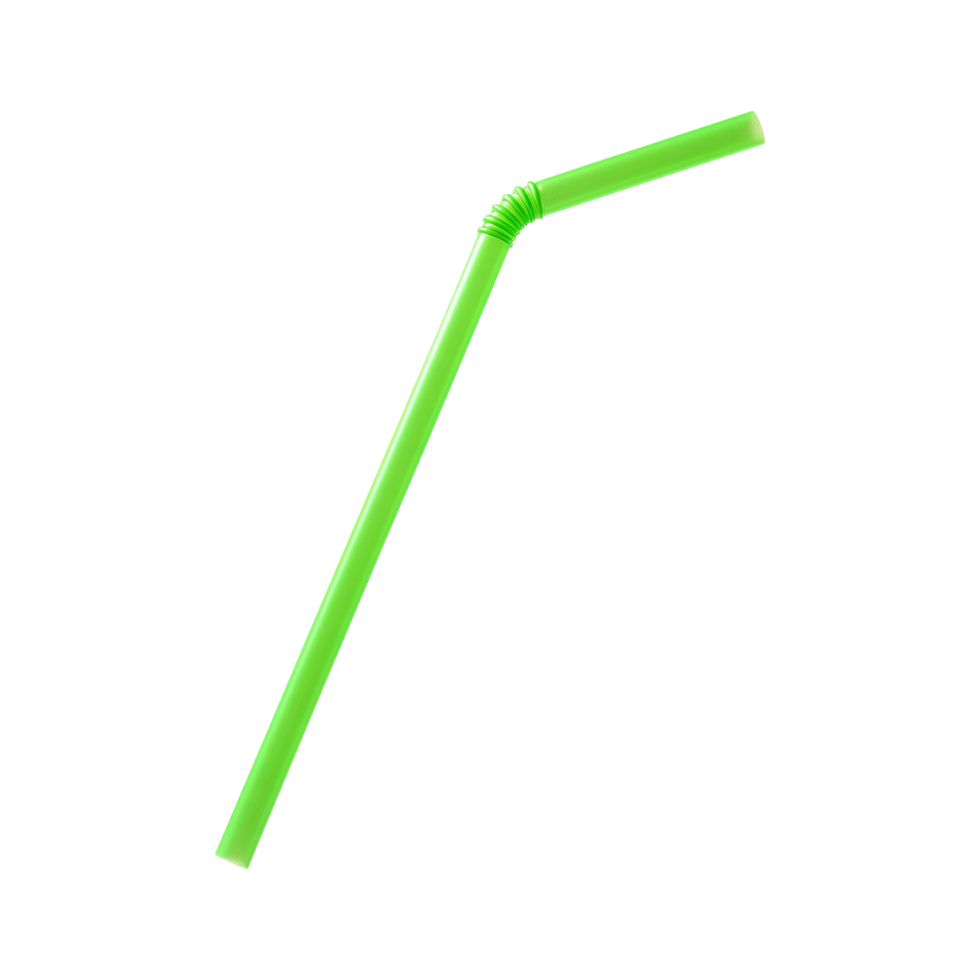 Green Plastic drinking straw on transparent background png