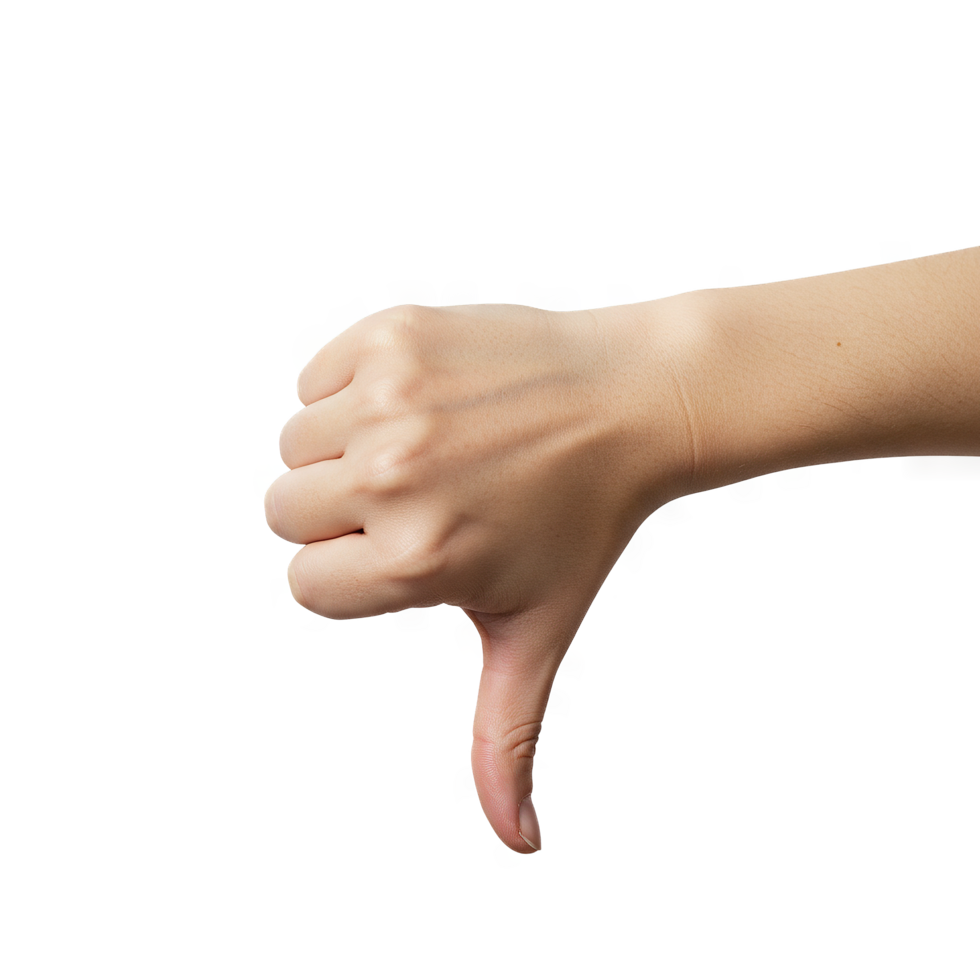 Dislike hand gesture on transparent background png