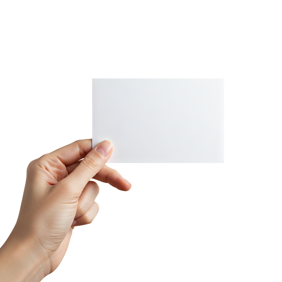 Hand holding card on transparent background png