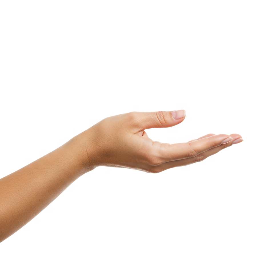 Open palm hand gesture on transparent background png