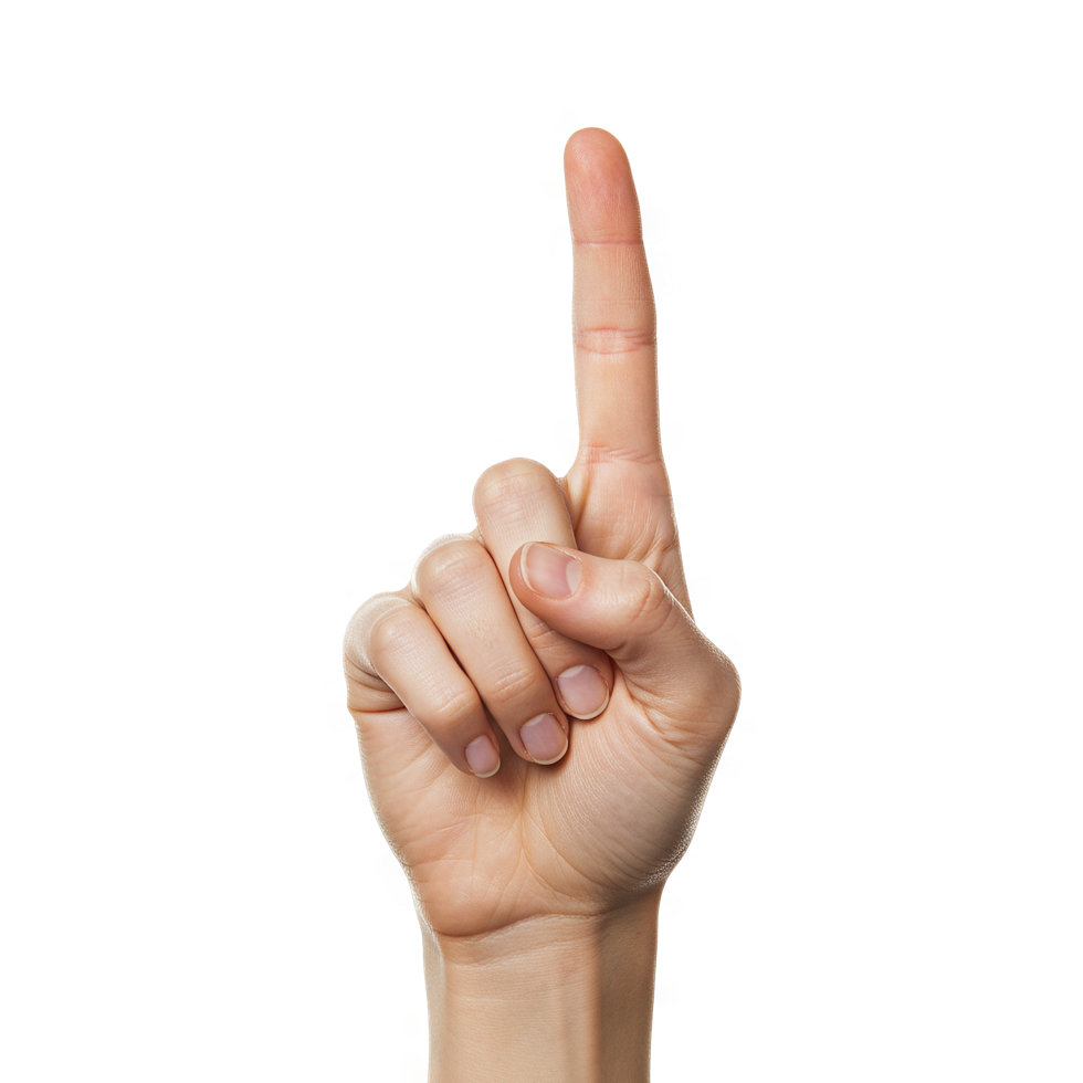 One or point hand on transparent background png