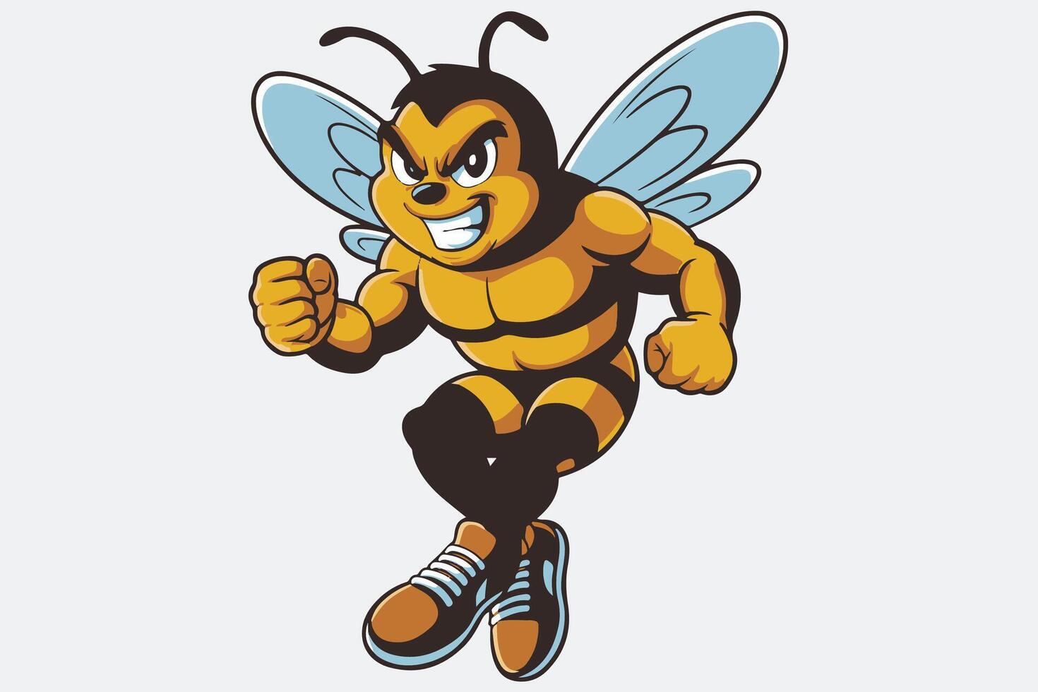 bee muscular illustration vector