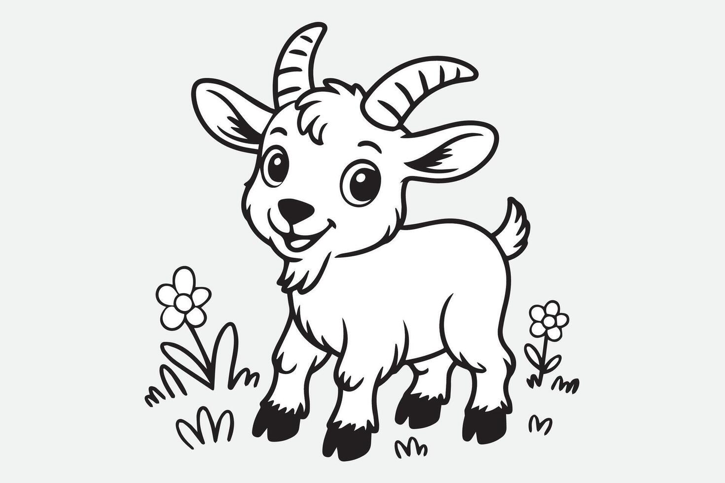 cute baby goat illustration vector