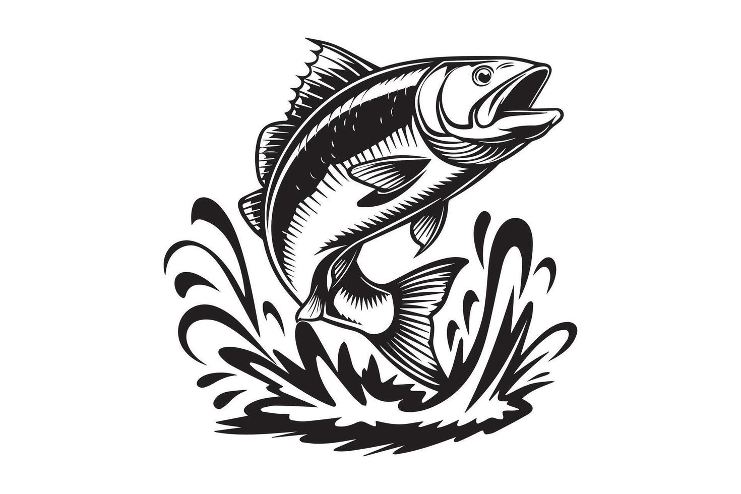 bass fishing black vector