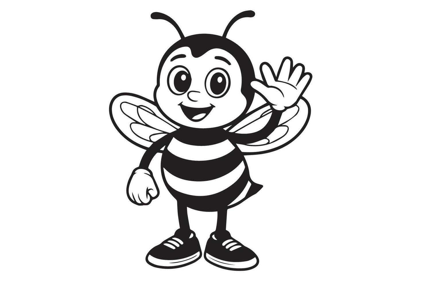cartoon bee silhouette vector