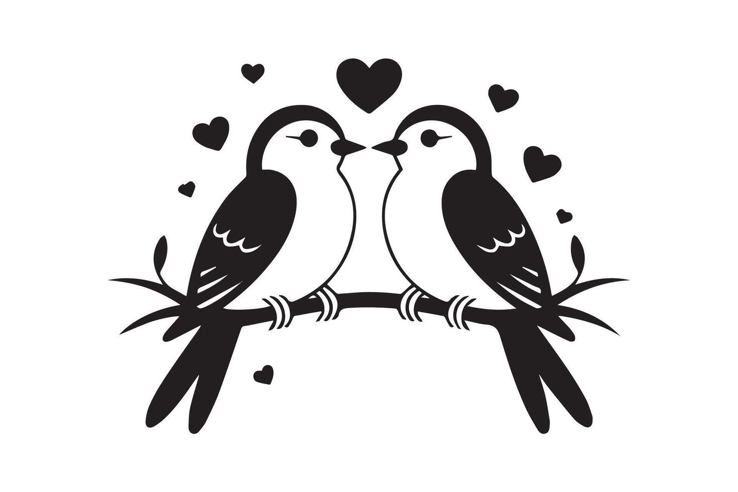 birds couple black illustration vector