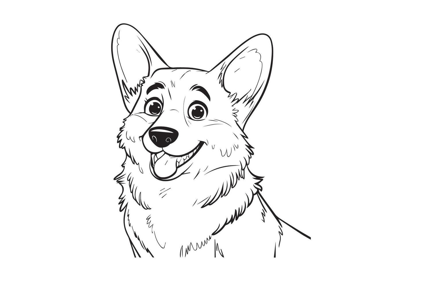 corgi dog Black and White vector