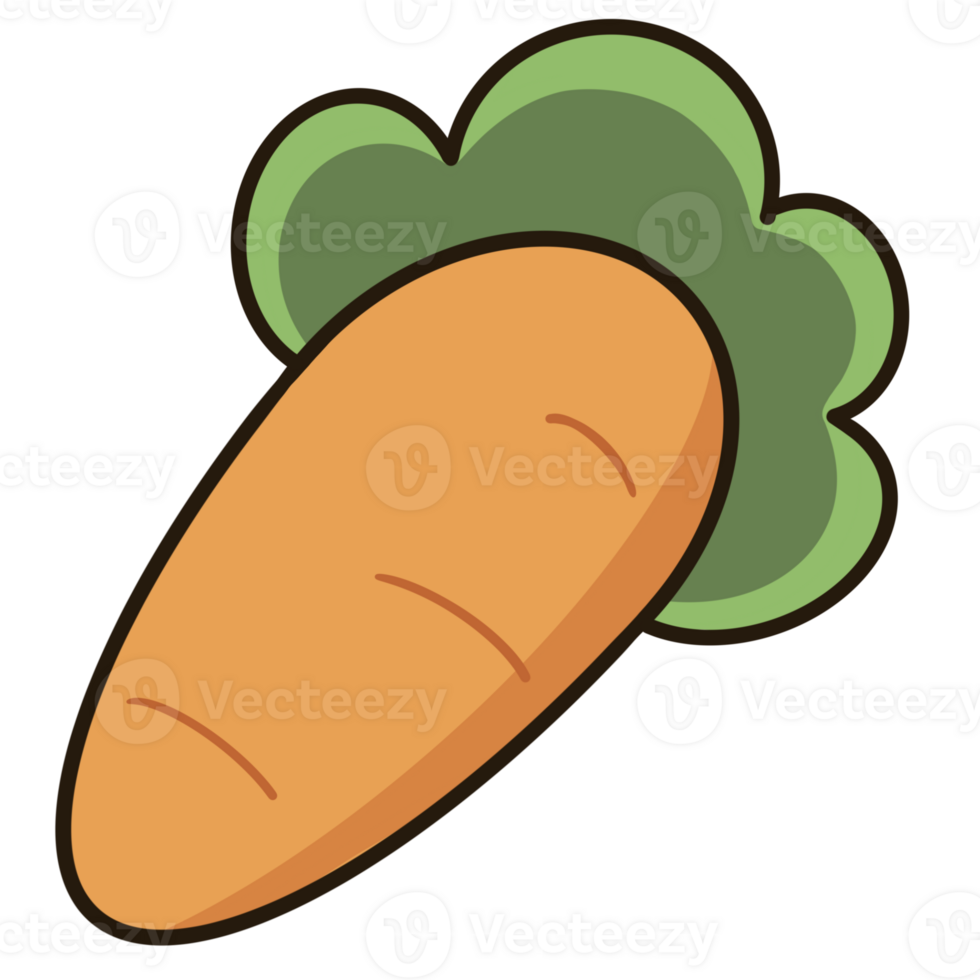 Cartoon orange carrot collage and green stalk png