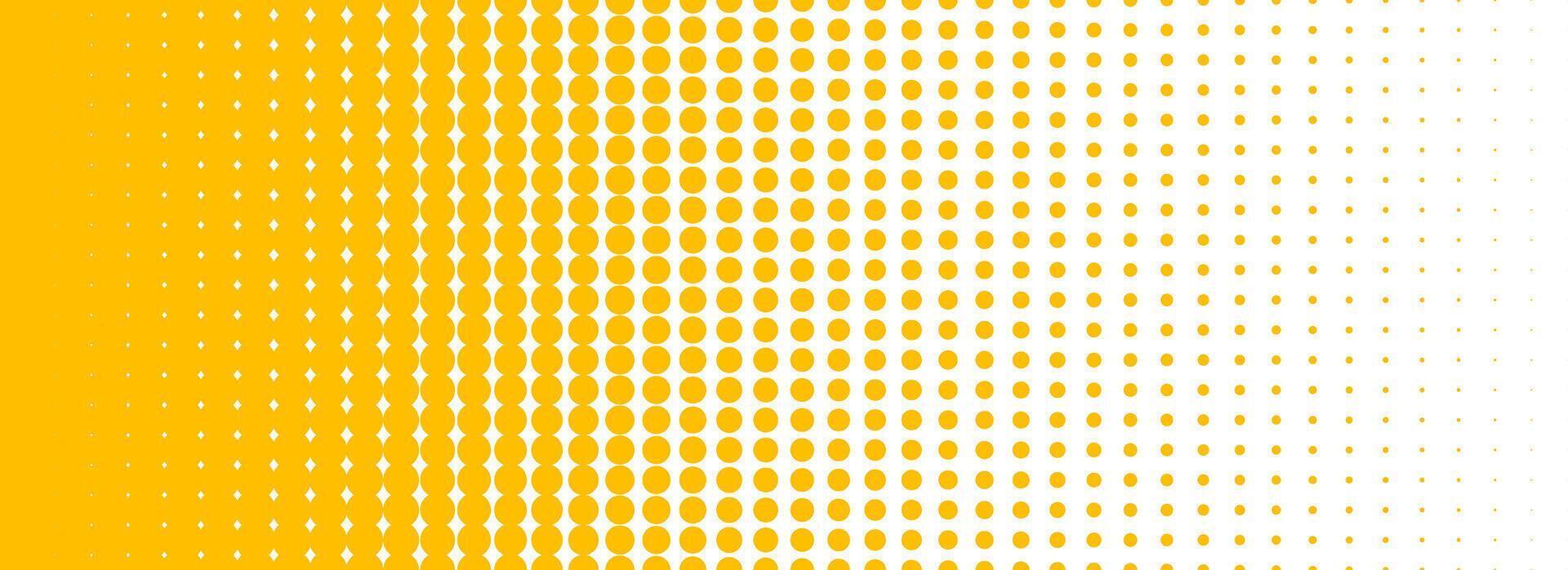 Yellow halftone gradient texture. Vanishing cartoon polka dot background. Repeated dotted gradation pattern. Fading comic pop art overlay backdrop. Rasterized halfton patern effect wallpaper vector
