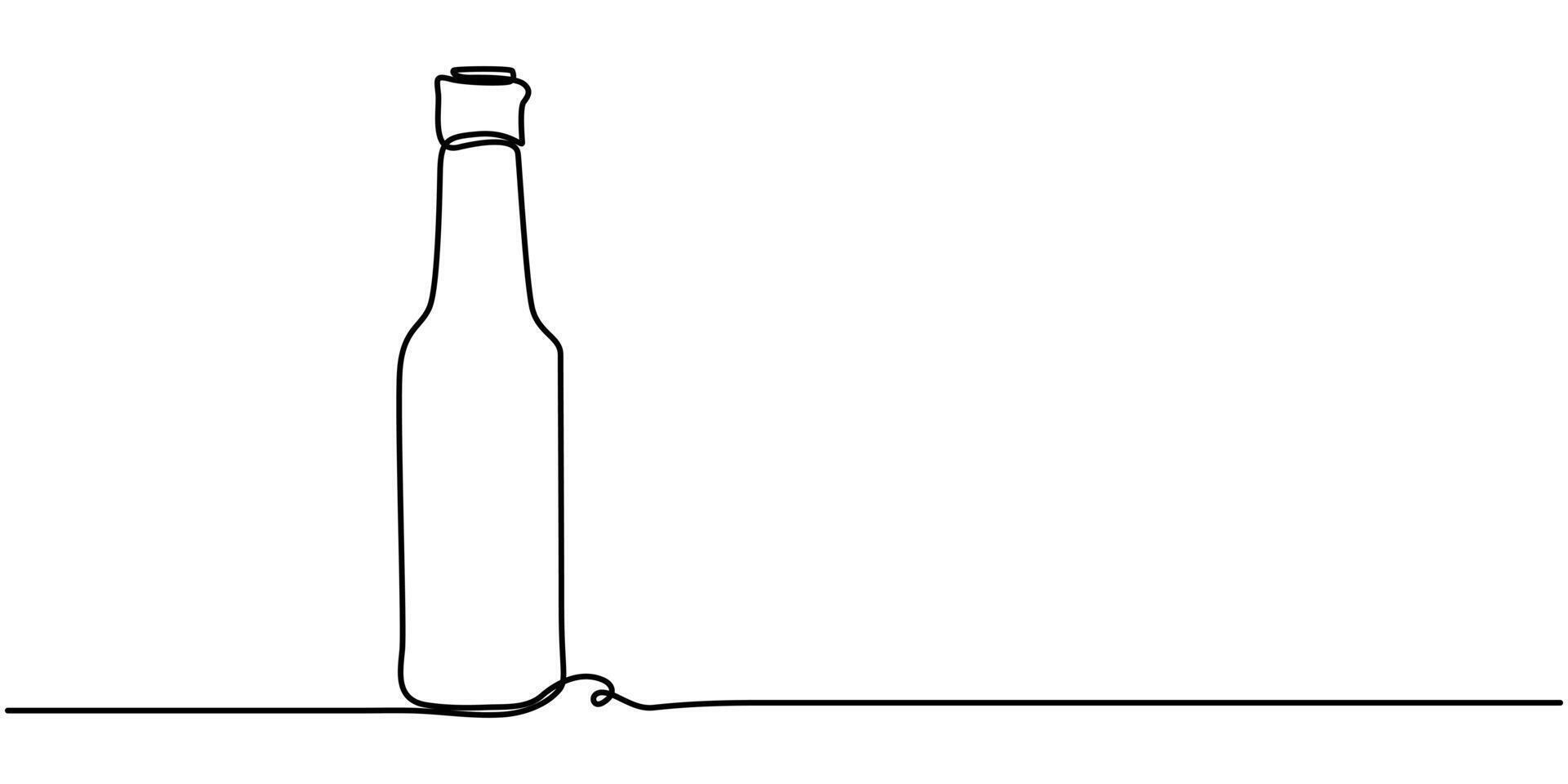 Bottle of sauce continuous one line drawing illustration Hand drawn doodle sketch vector