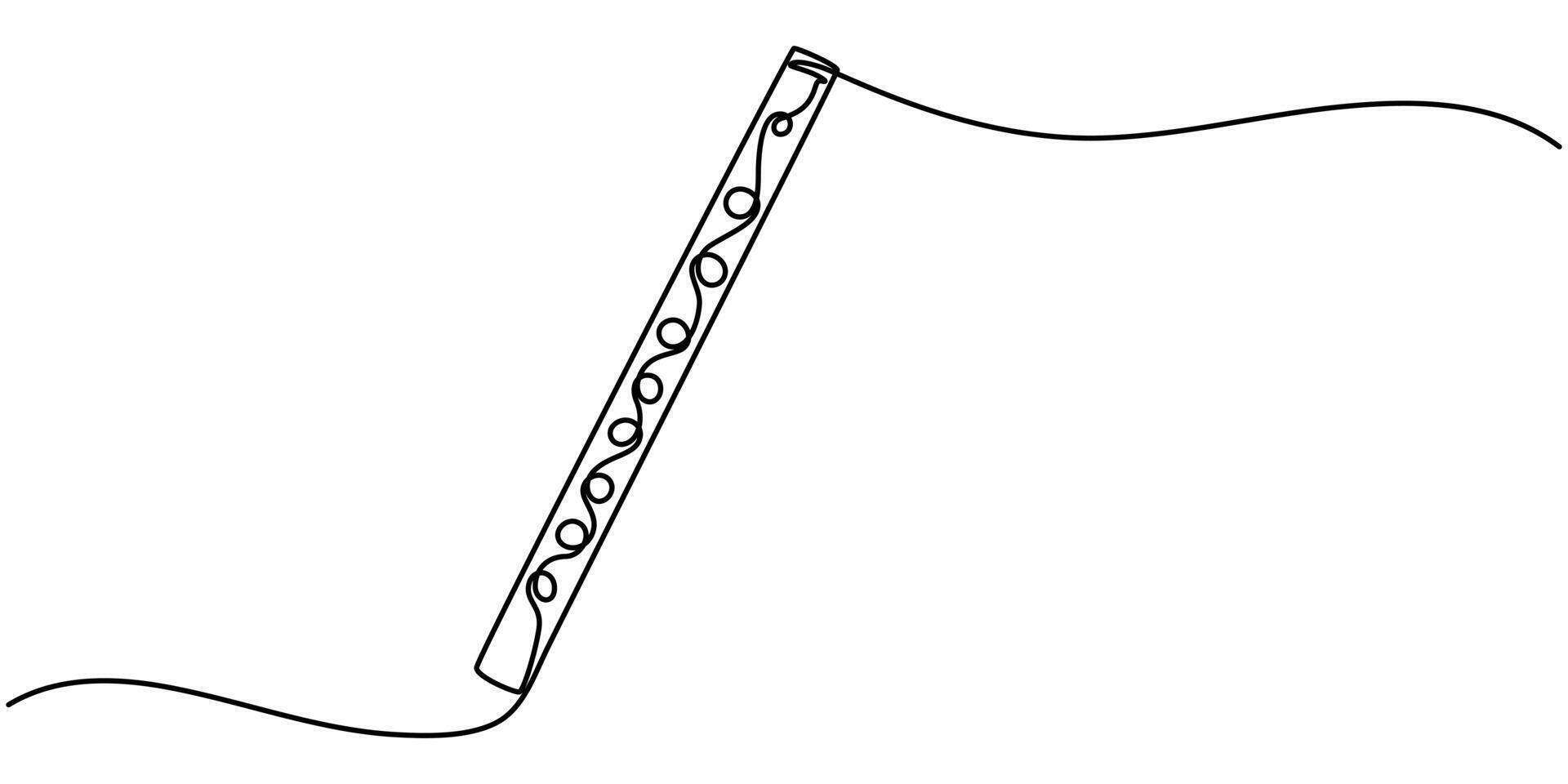 flute continuous one line drawing illustration vector
