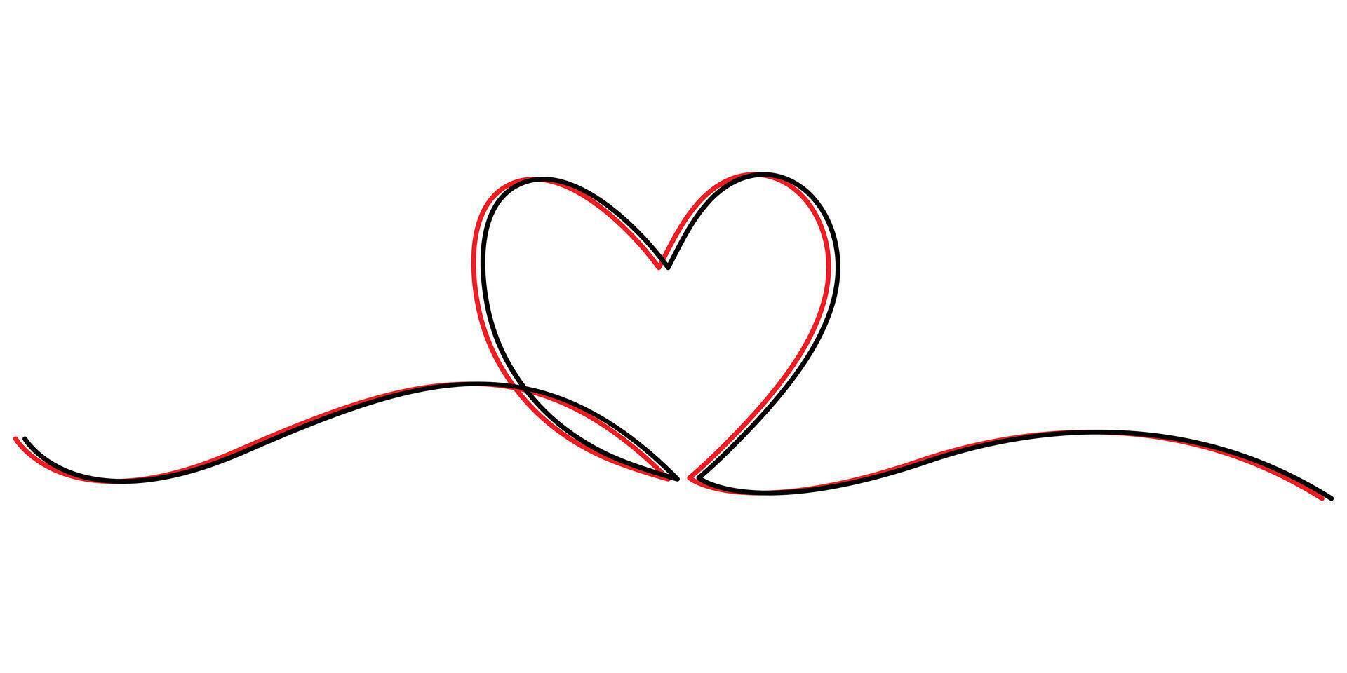 continuous one line drawing heart, Hand drawn minimalist illustration of love concept vector