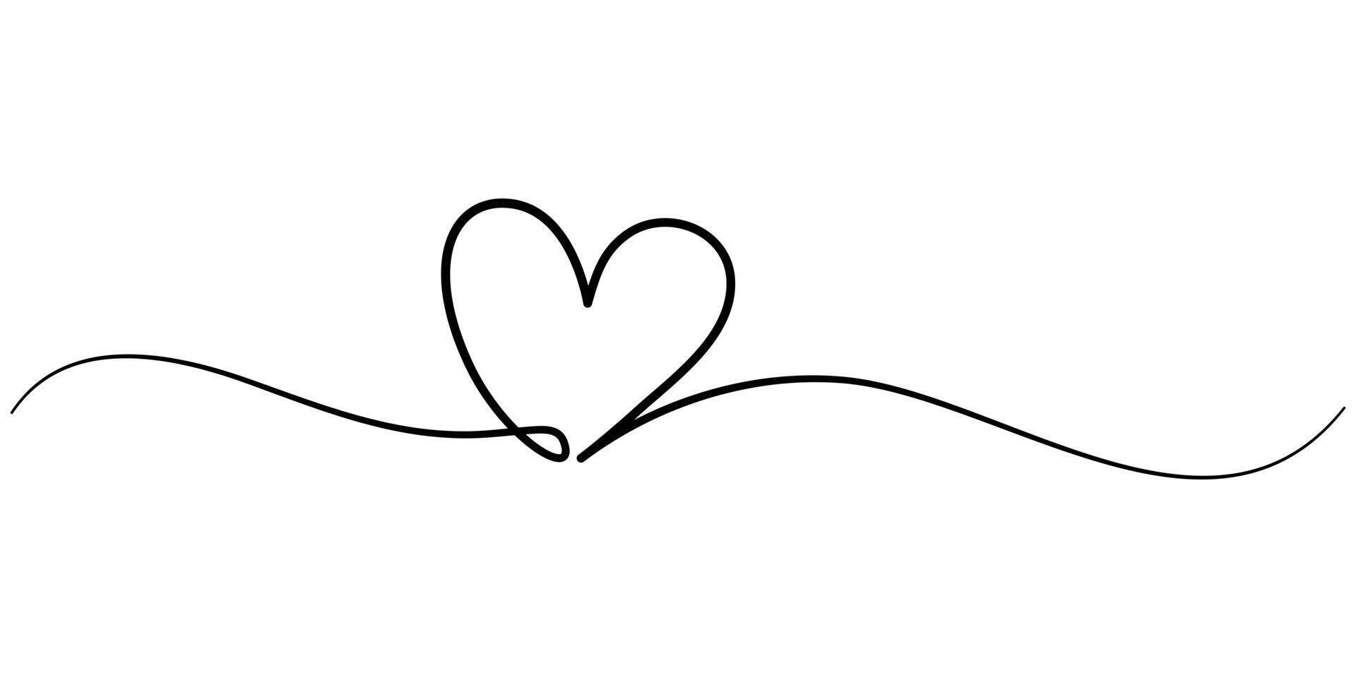 Hand drawn doodle heart, Stroke is editable so you can make it thiner or thicker, Continuous one line art drawing seamless vector