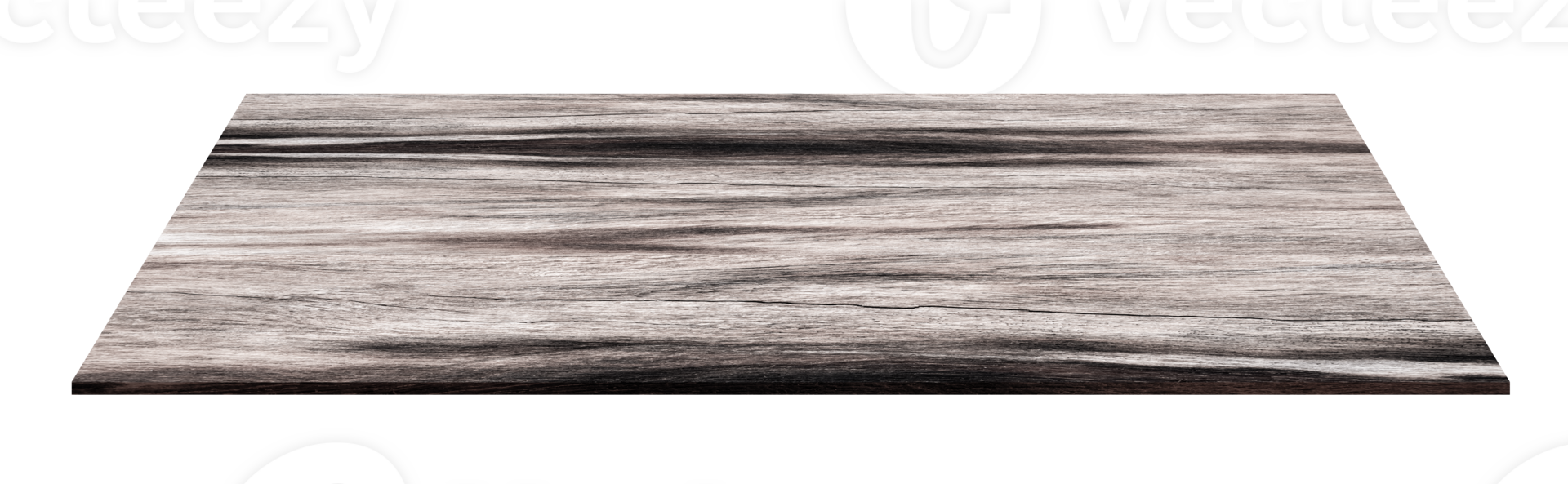 Wood Table isolated on Background,Perspective Grey wooden table with abstract nature texture for material for studio room decoration,Top view plank dark brown wood floor with driftwood grain surface png